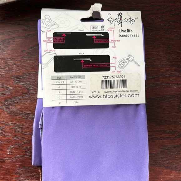 NWT Hips Sister size C front & back zipper pockets & top loading - Picture 2 of 3